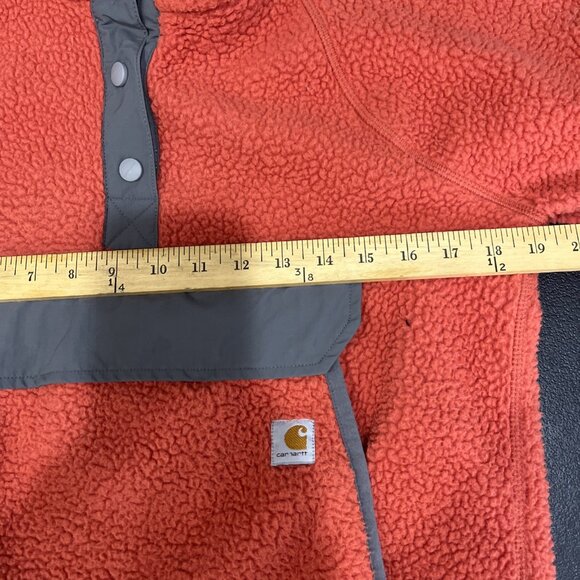 Carhartt Jacket Womens XS Orange Relaxed Fleece Pullover Sherpa 1/4 Snap Outdoor - Picture 6 of 9